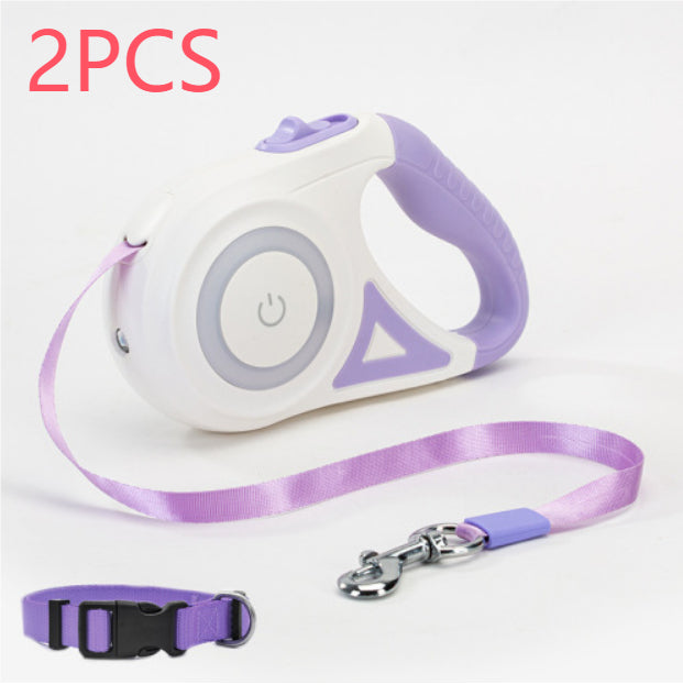 retractable dog leash with collar - Pawlunexa