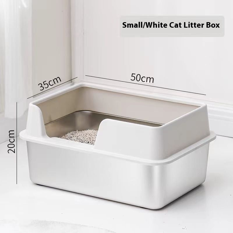 Stainless Steel High Fence Litter Box - Pawlunexa
