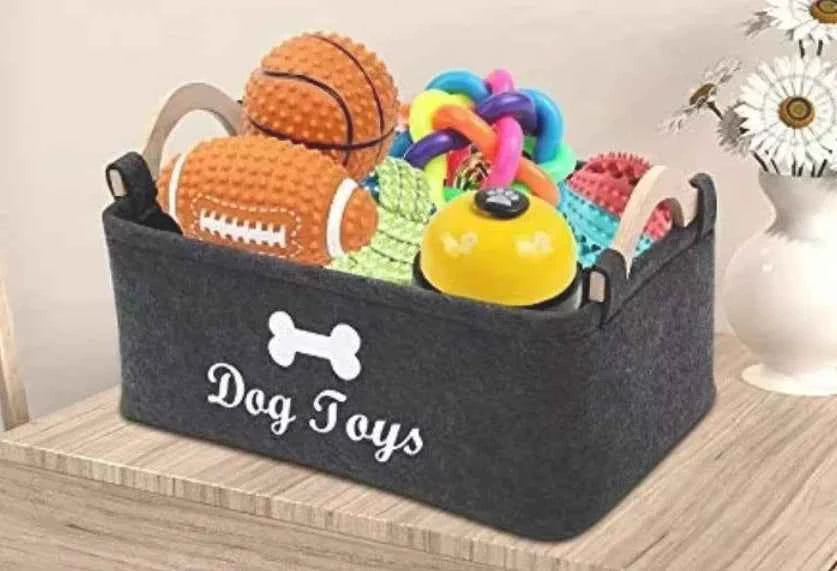 Stylish Felt Dog Toy Storage Box for Organized Pet Playtime