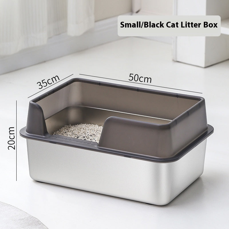Stainless Steel High Fence Litter Box - Pawlunexa
