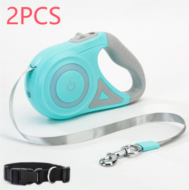 retractable dog leash with collar - Pawlunexa
