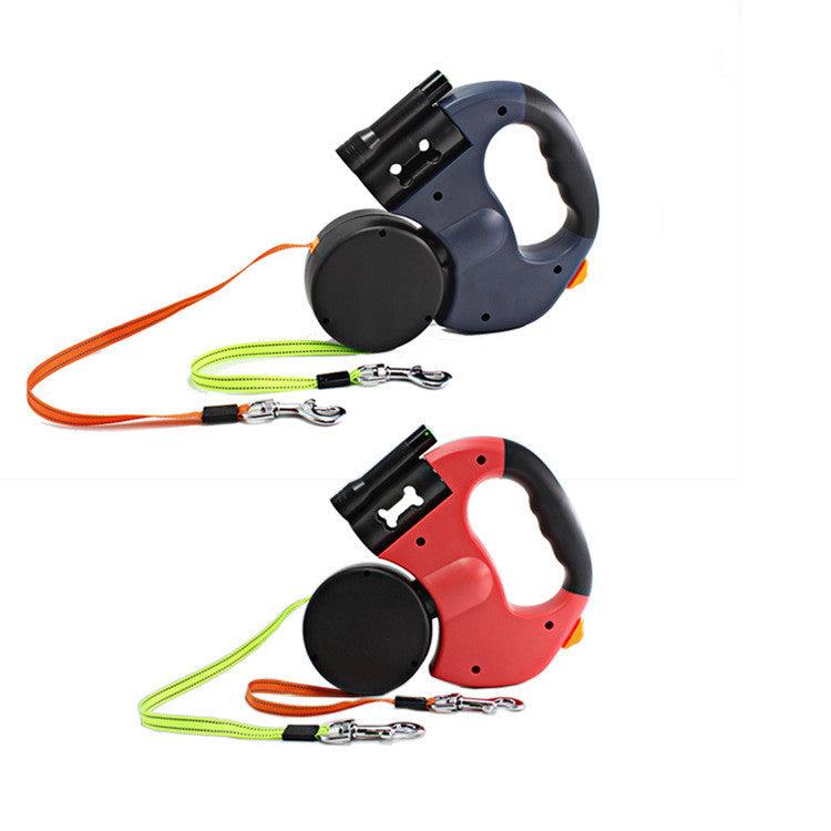 Dual Headed Dog Leash with Flashlight - Pawlunexa