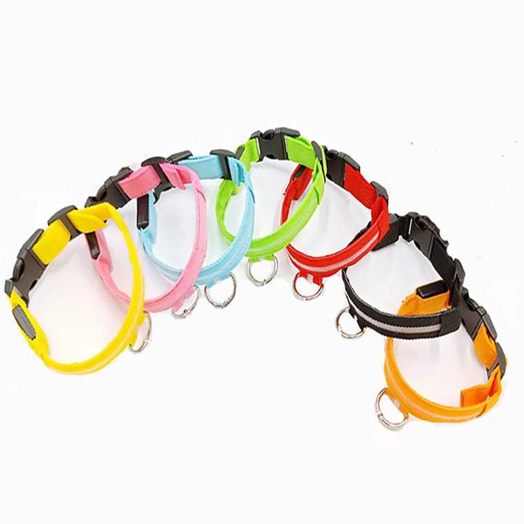 Dog luminous collar, USB charging dog collar, large and small LED pet anti lost collar