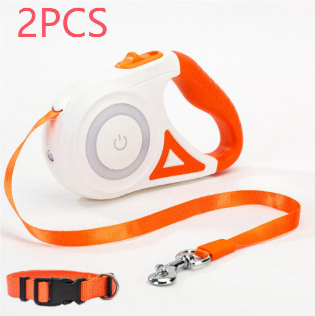retractable dog leash with collar - Pawlunexa