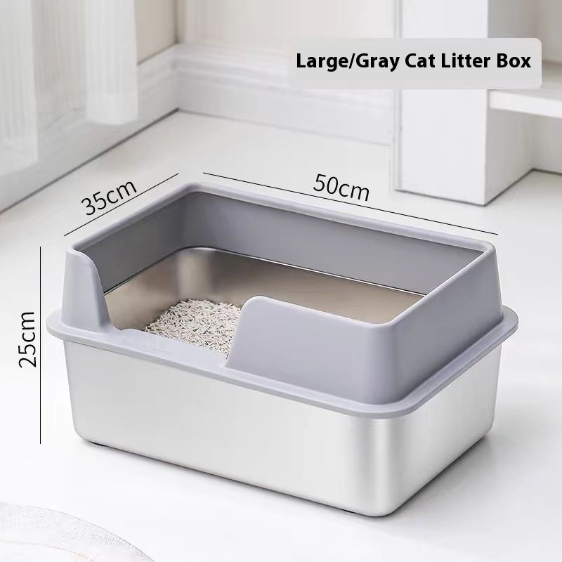 Stainless Steel High Fence Litter Box - Pawlunexa