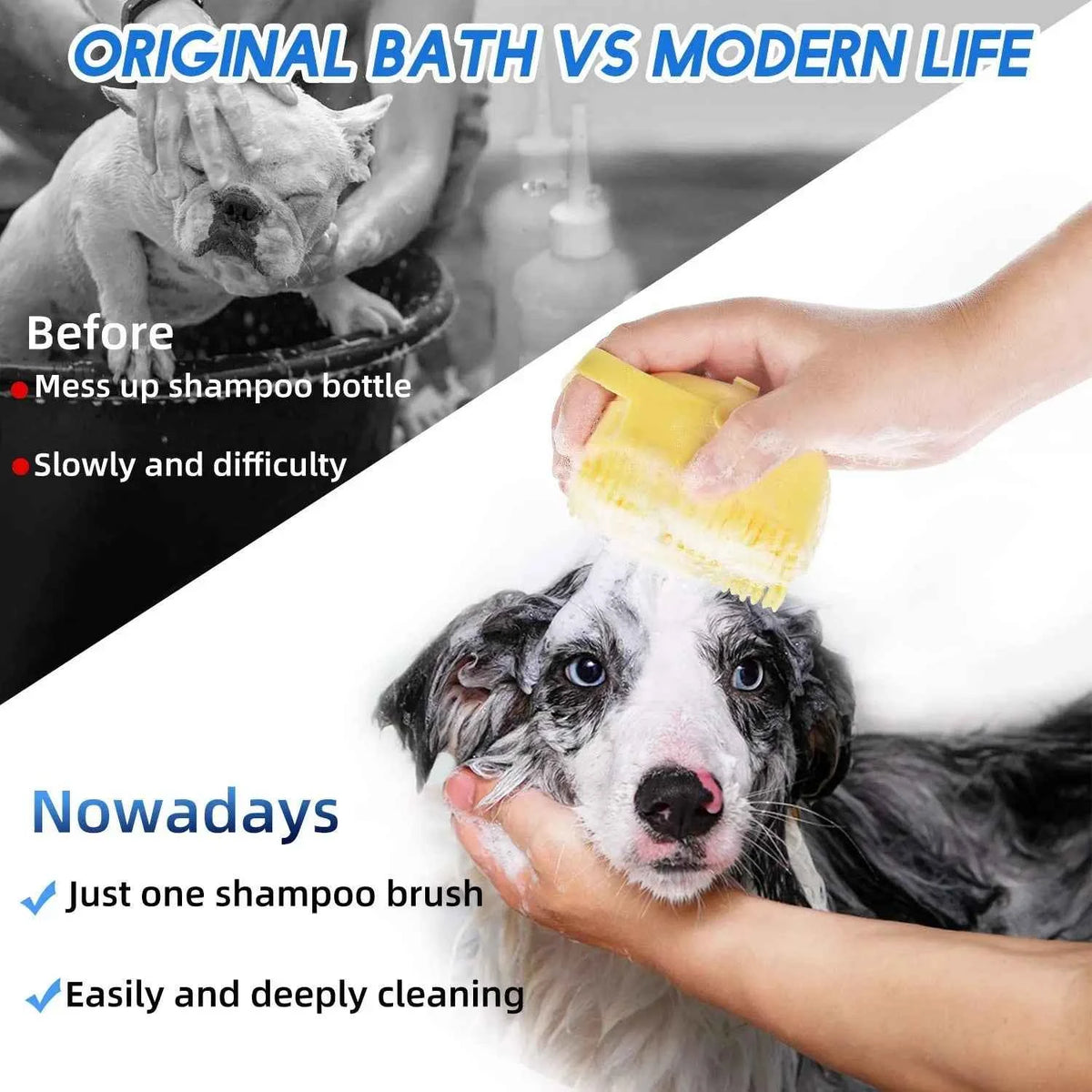 Transform Bath Time with Our Pet Shampoo Brush - Gentle Grooming for Cats and Dogs