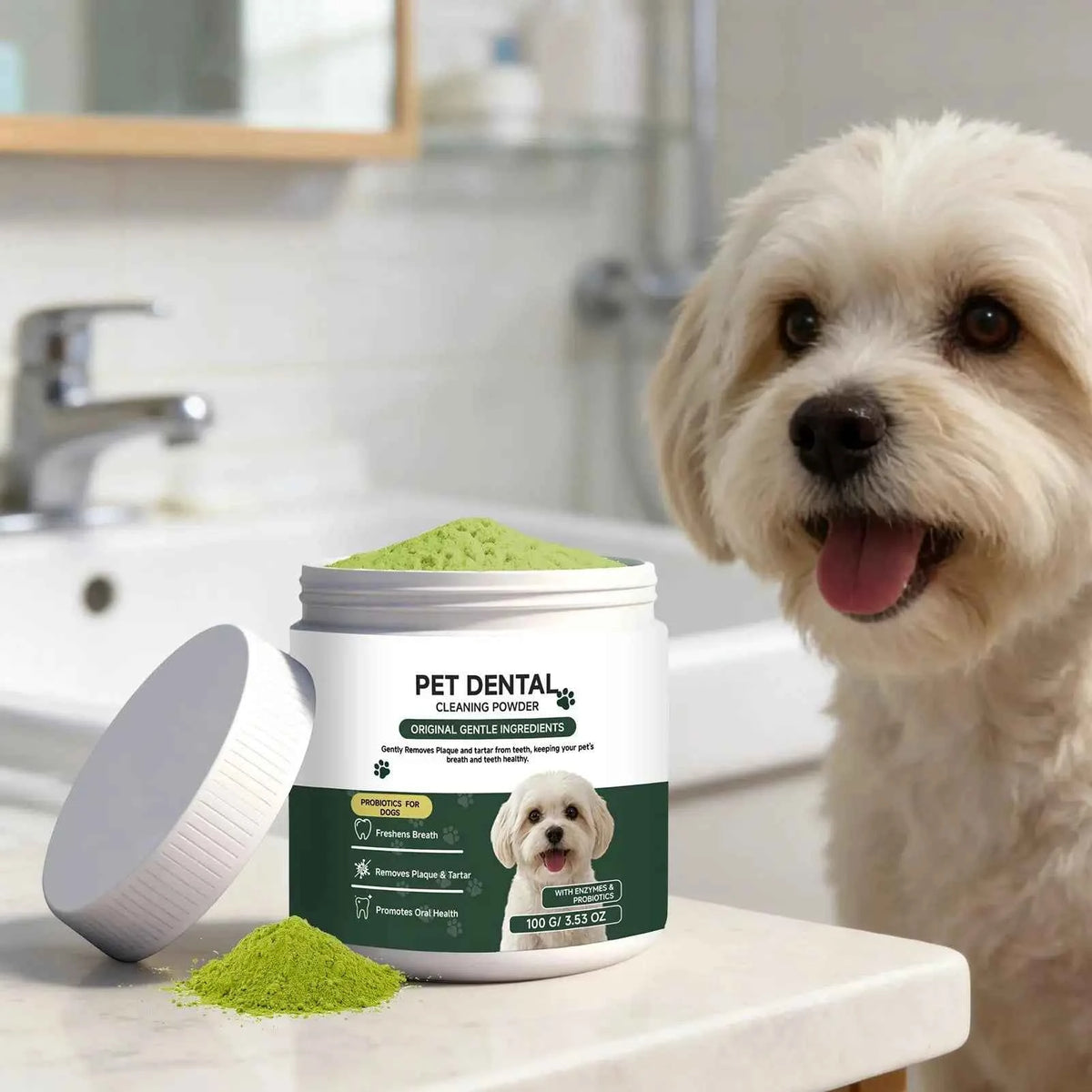 Dog Tooth Cleaning Powder - Effortless Dental Care for Happy, Healthy Pets