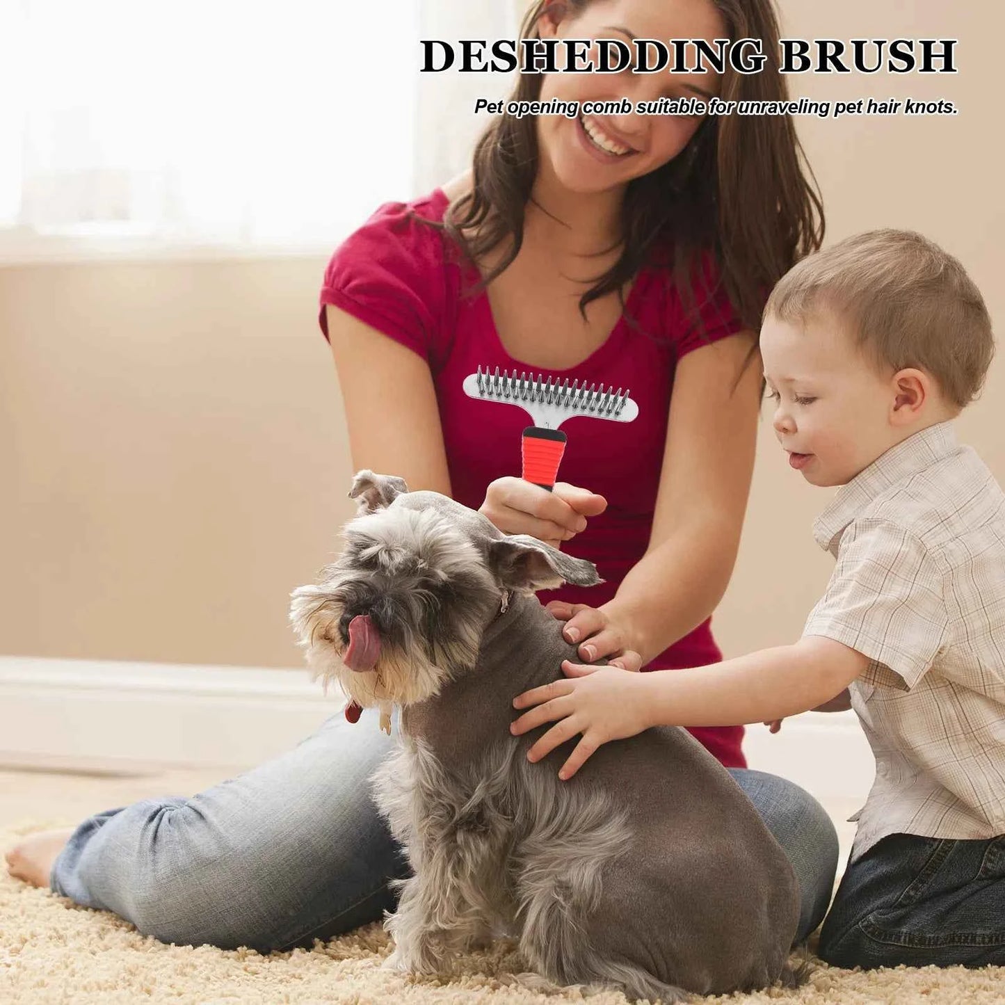 Dog Grooming Brush for All Breeds: Efficient Pet Hair Removal & Dematting Rake