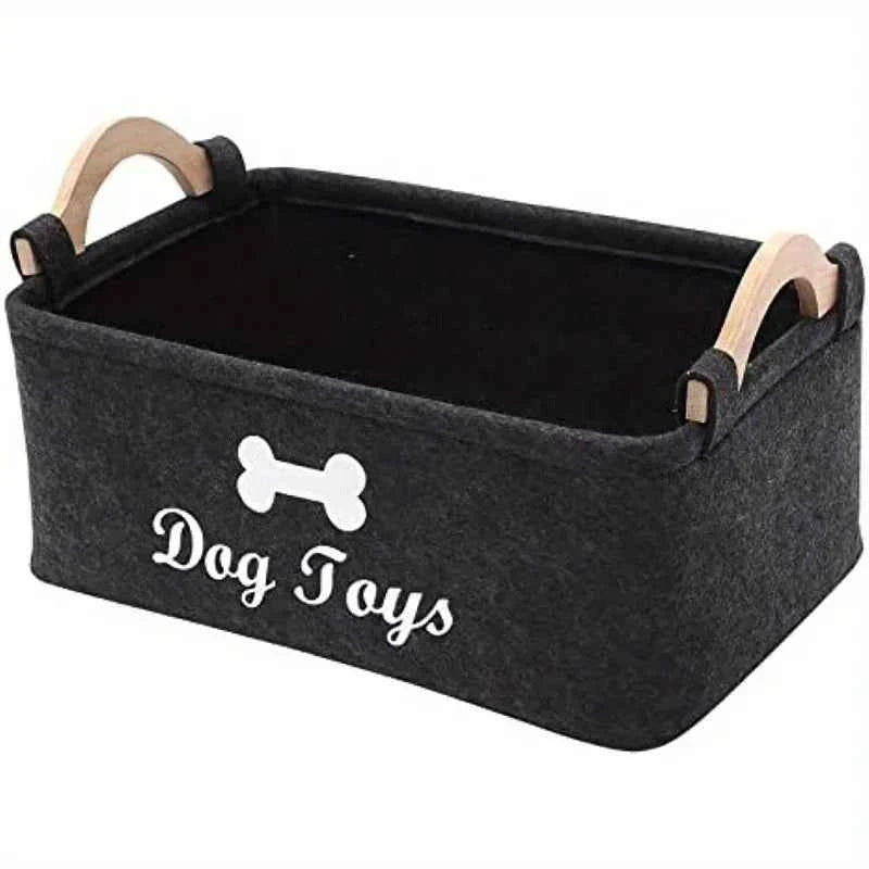 Stylish Felt Dog Toy Storage Box for Organized Pet Playtime