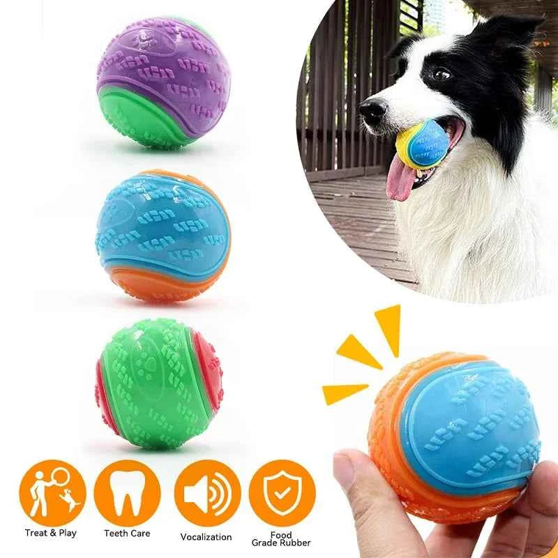 Interactive Dog Toys: Squeaky TPR Ball for Teeth Cleaning and Playtime Fun