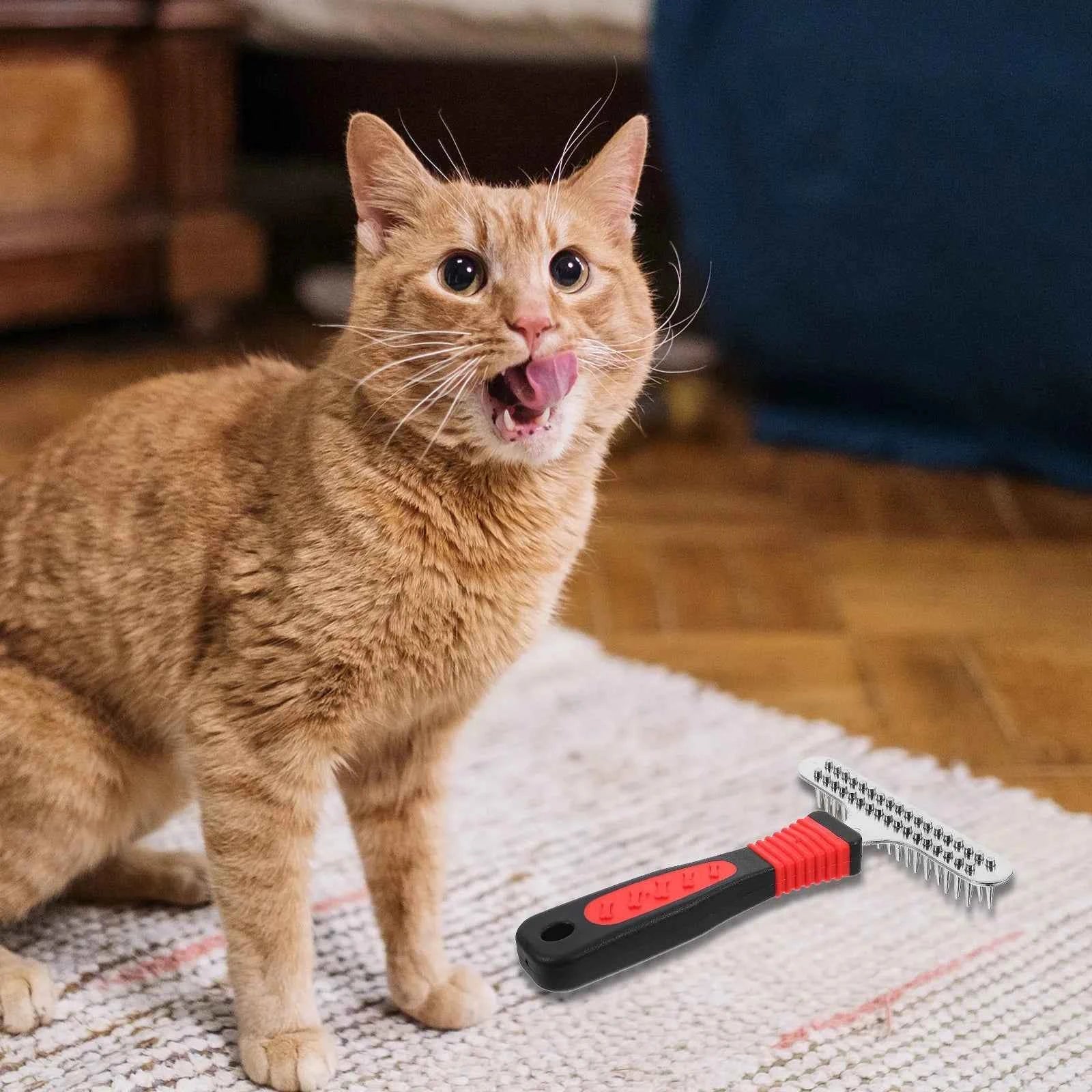 Dog Grooming Brush for All Breeds: Efficient Pet Hair Removal & Dematting Rake