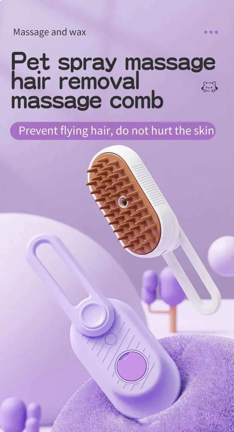3-in-1 Pet Grooming Steamer Brush: Effortlessly Remove Tangles and Pamper Your Pet
