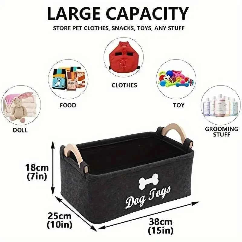 Stylish Felt Dog Toy Storage Box for Organized Pet Playtime