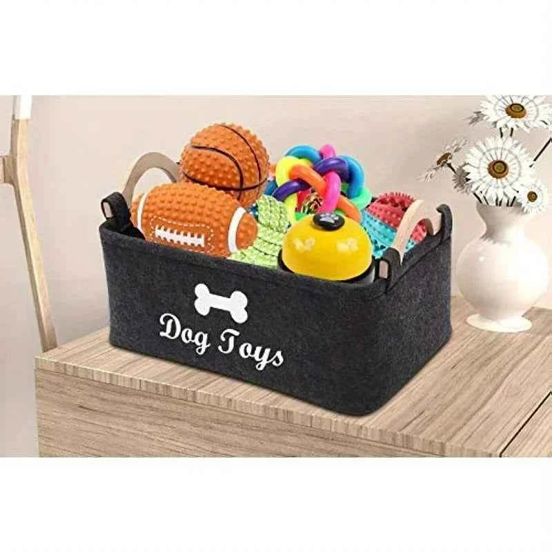 Stylish Felt Dog Toy Storage Box for Organized Pet Playtime