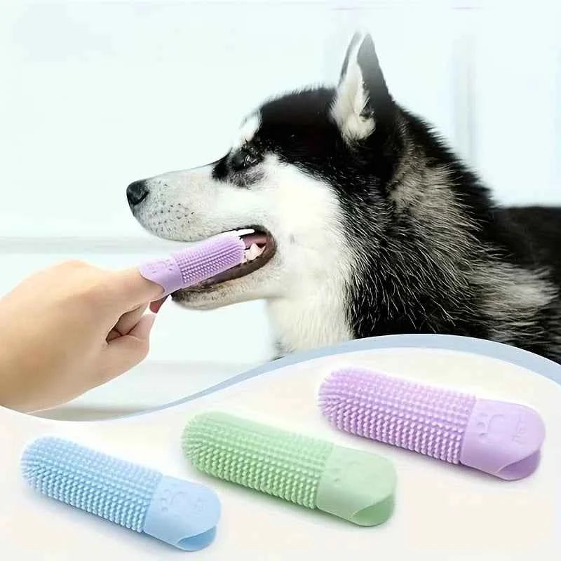 Soft Silicone Dog Toothbrush - 360° Finger Brush for Healthy Teeth and Gums