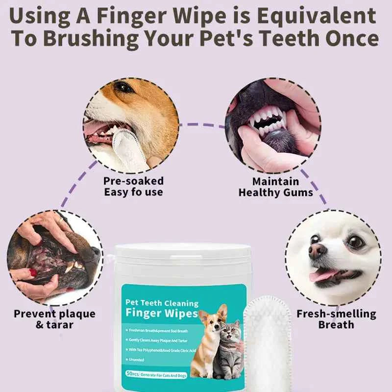 Dog Teeth Cleaning Wipes - Soft, Disposable Oral Care for Happy Pets