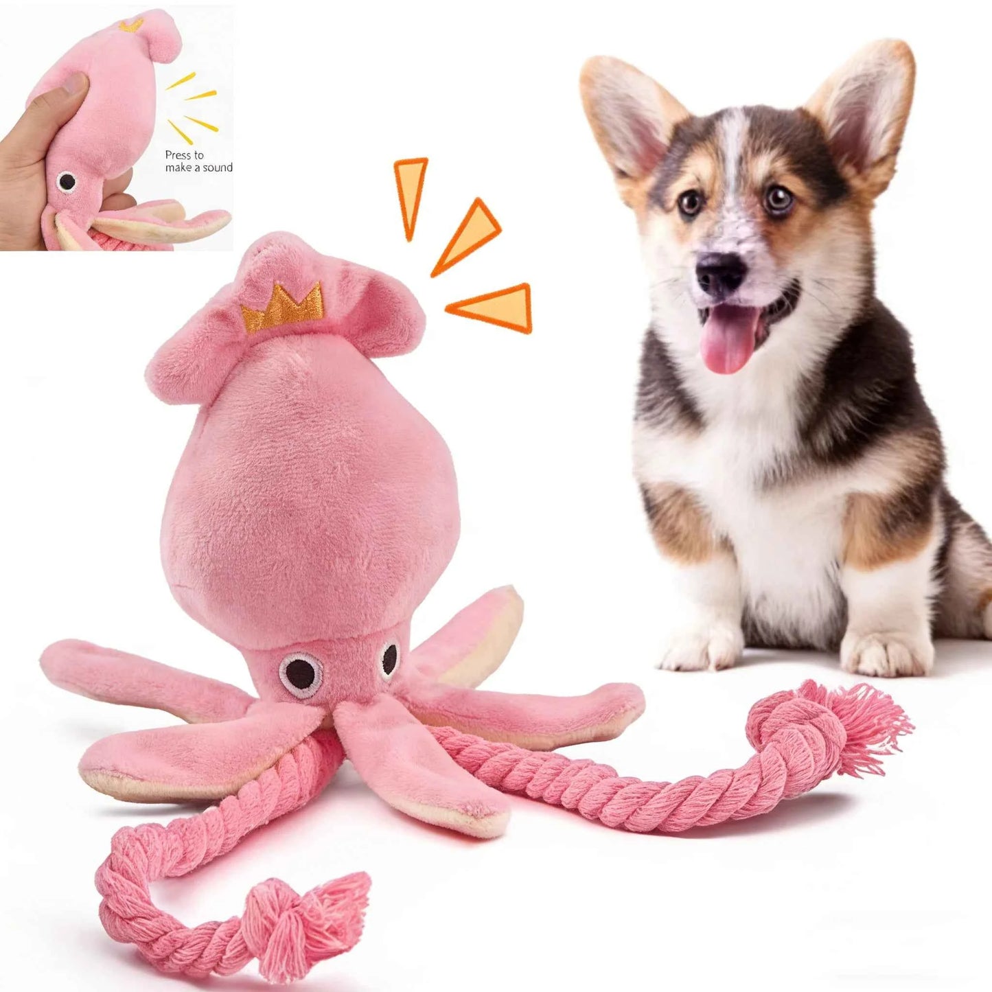 Durable Chew Toys for Pets - Sound-Emitting Cotton Rope Octopus for Healthy Fun