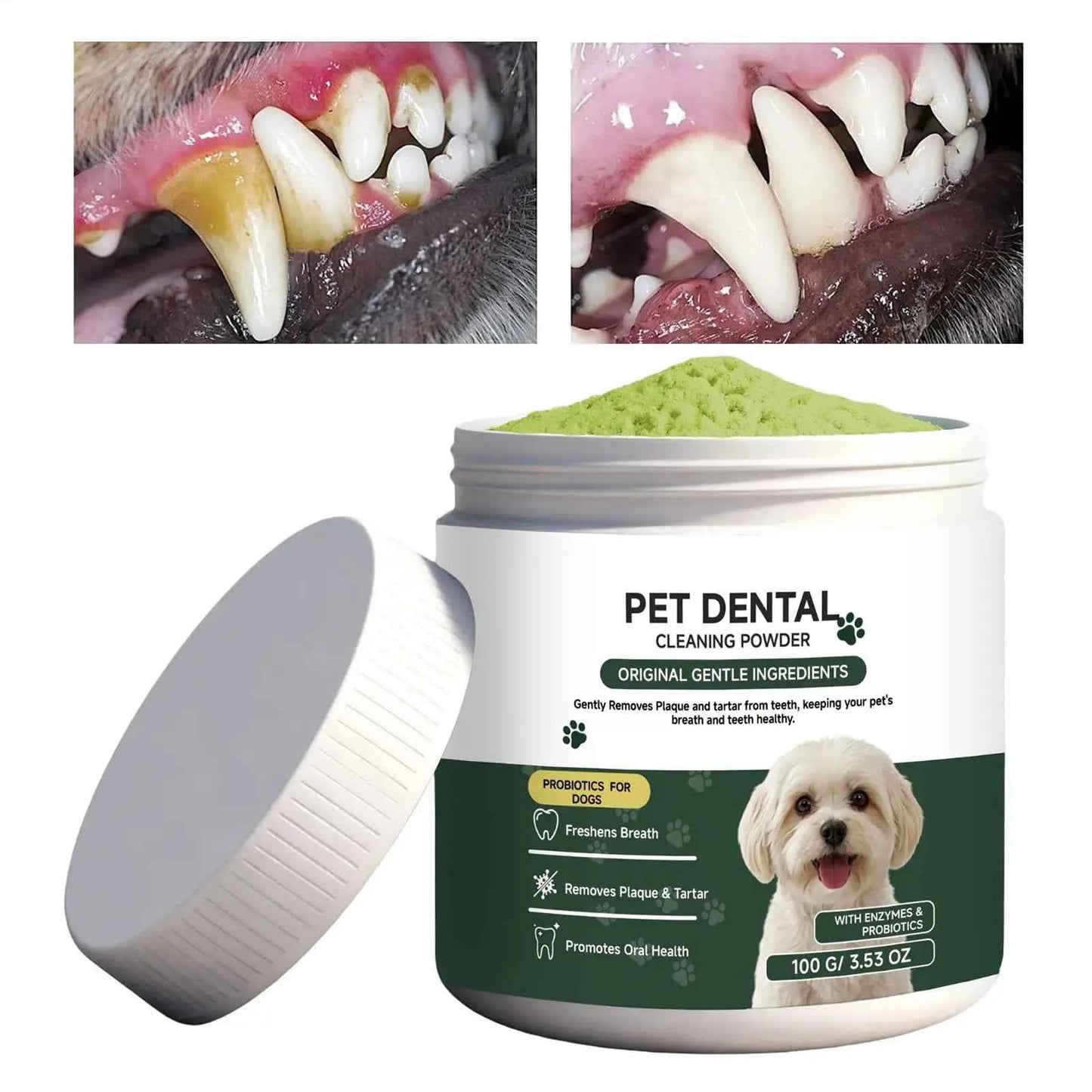 Dog Tooth Cleaning Powder - Effortless Dental Care for Happy, Healthy Pets
