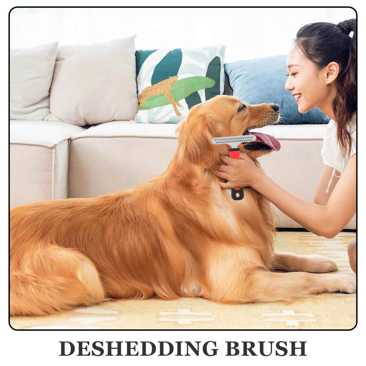 Dog Grooming Brush for All Breeds: Efficient Pet Hair Removal & Dematting Rake