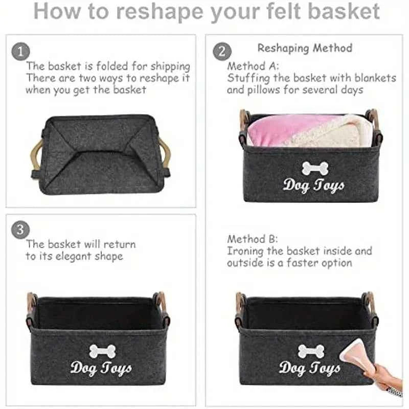 Stylish Felt Dog Toy Storage Box for Organized Pet Playtime