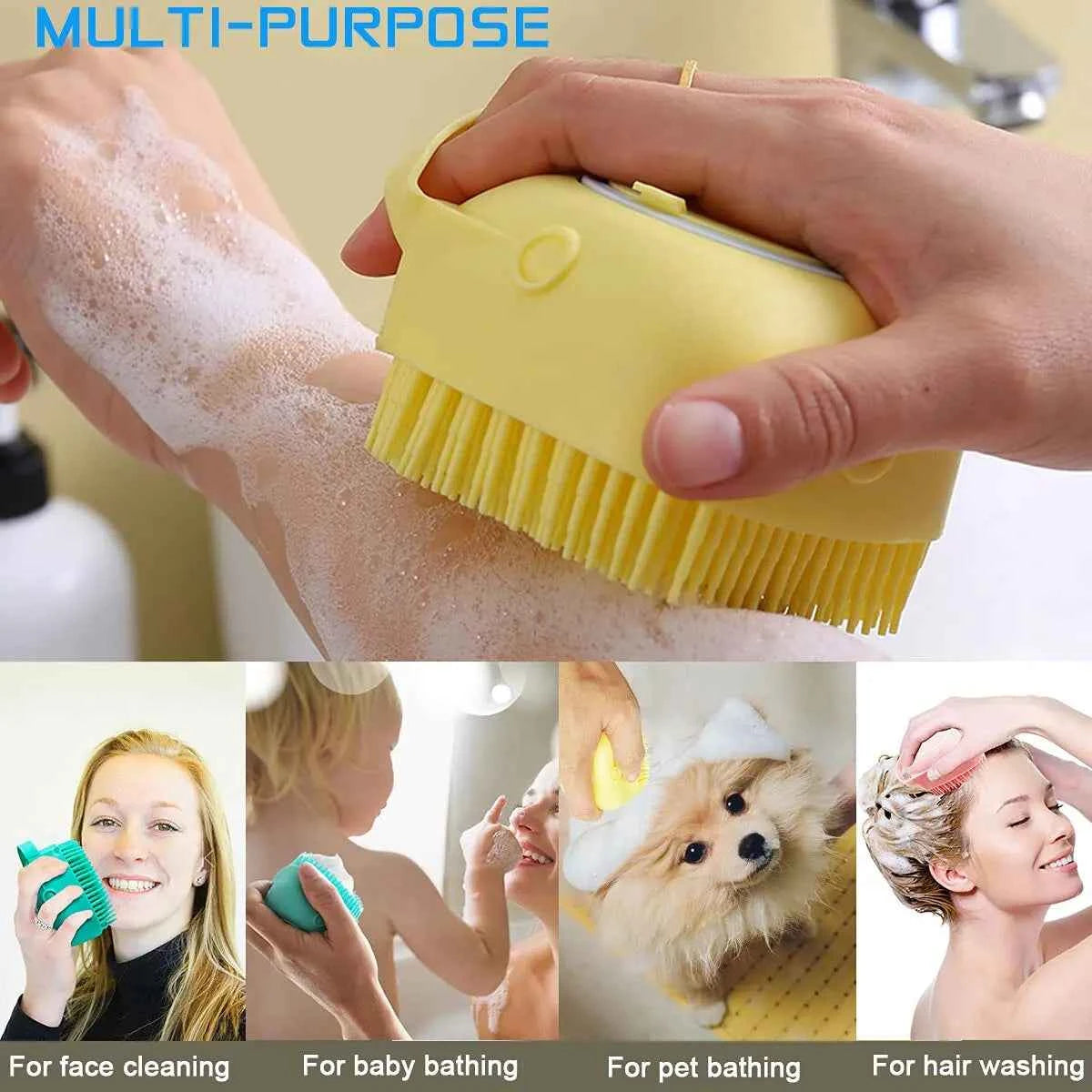 Dog Bathing Brush - Soft Silicone Grooming Tool for Stress-Free Bathing