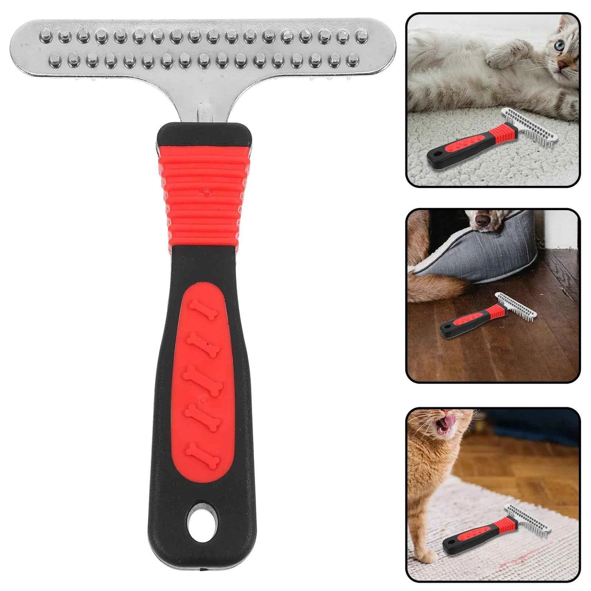 Dog Grooming Brush for All Breeds: Efficient Pet Hair Removal & Dematting Rake