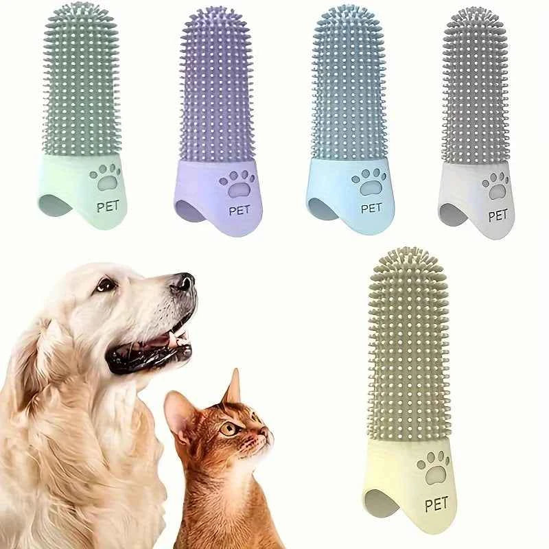 Soft Silicone Dog Toothbrush - 360° Finger Brush for Healthy Teeth and Gums