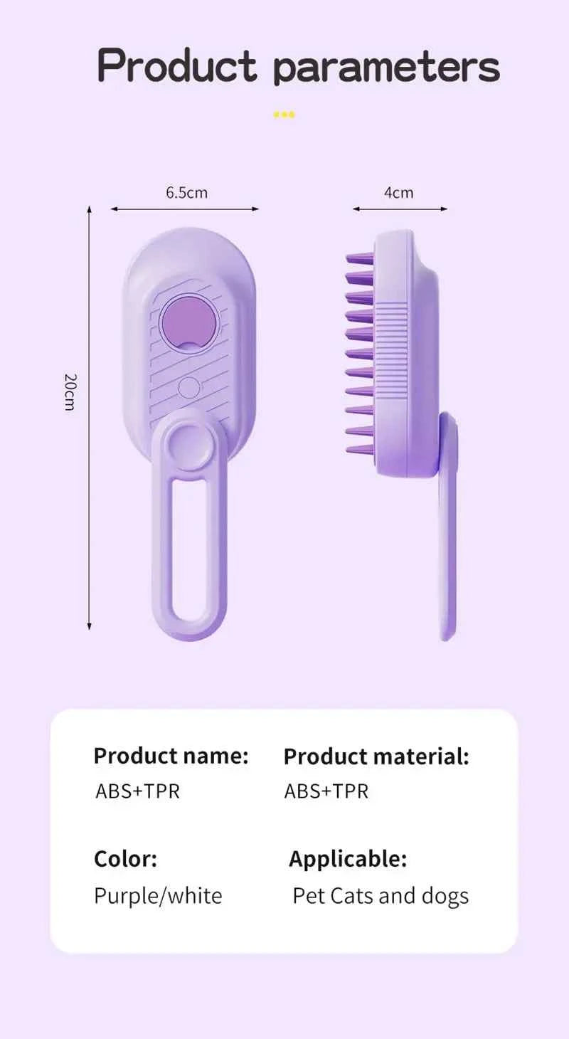 3-in-1 Pet Grooming Steamer Brush: Effortlessly Remove Tangles and Pamper Your Pet