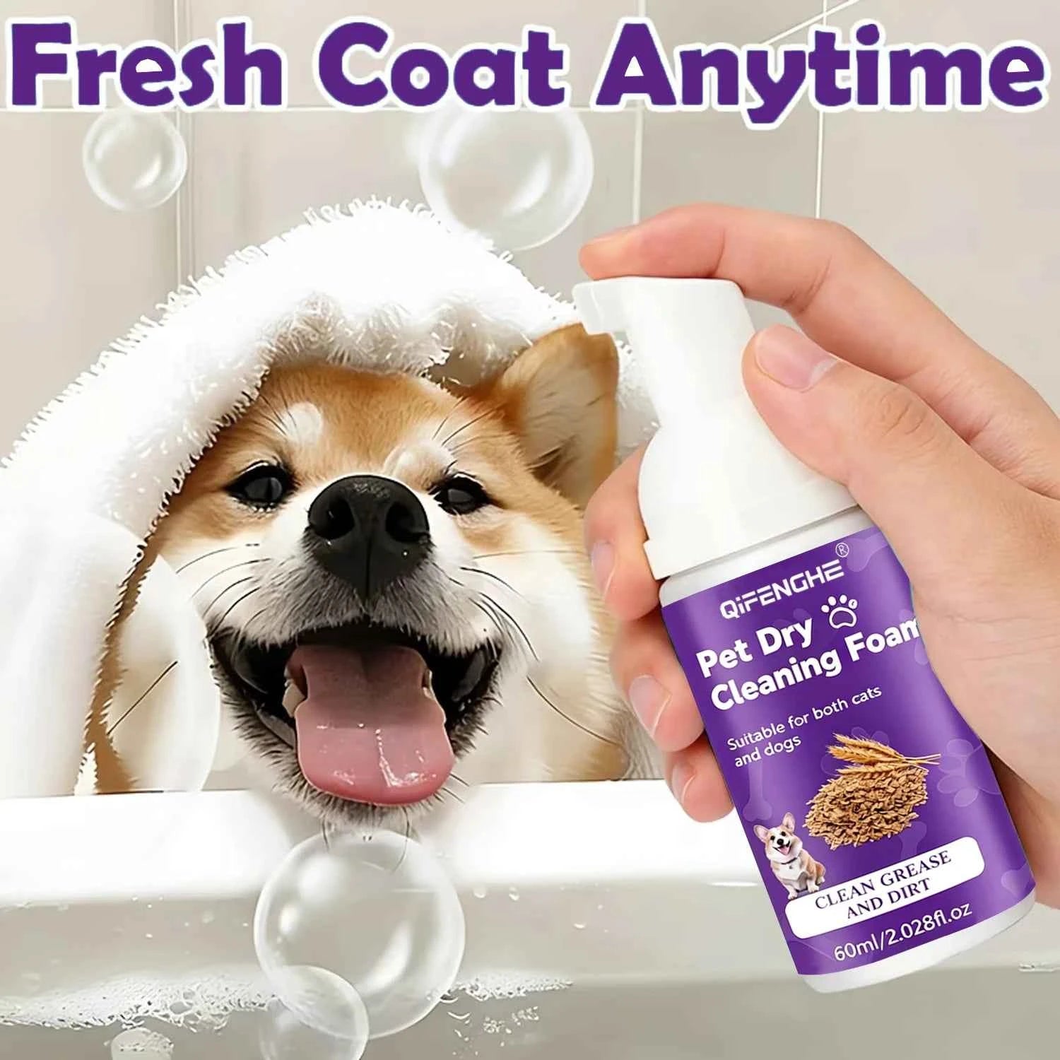 Waterless Pet Shampoo - Gentle Foam Cleanser for Dogs & Cats