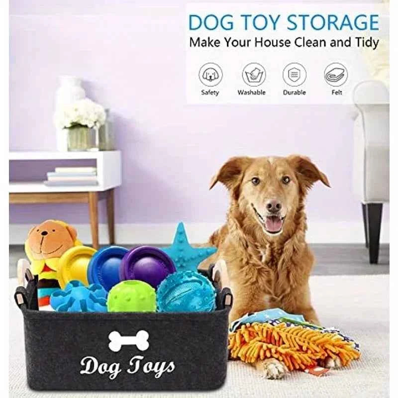 Stylish Felt Dog Toy Storage Box for Organized Pet Playtime