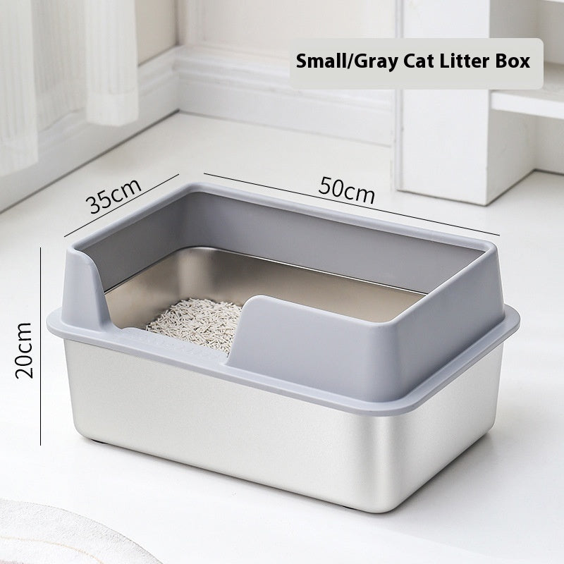 Stainless Steel High Fence Litter Box - Pawlunexa