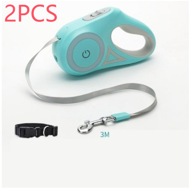 retractable dog leash with collar - Pawlunexa