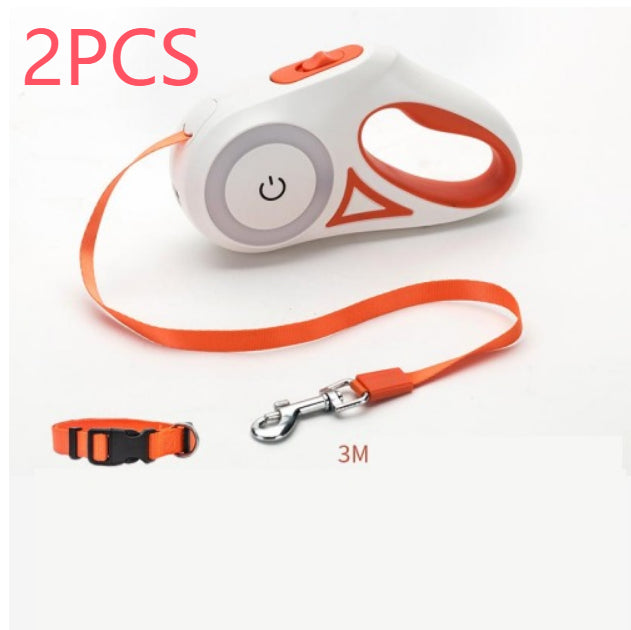 retractable dog leash with collar - Pawlunexa