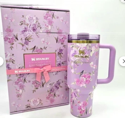 Stanley x LoveShackFancy Quencher H2.0 40 oz Happy Thoughts Rosa Beaux Purple