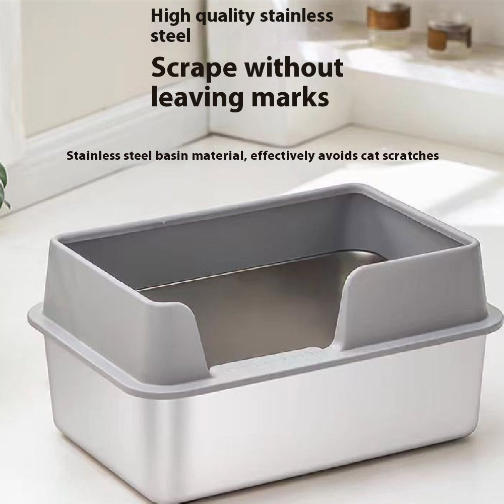 Stainless Steel High Fence Litter Box - Pawlunexa
