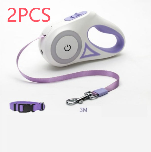 retractable dog leash with collar - Pawlunexa