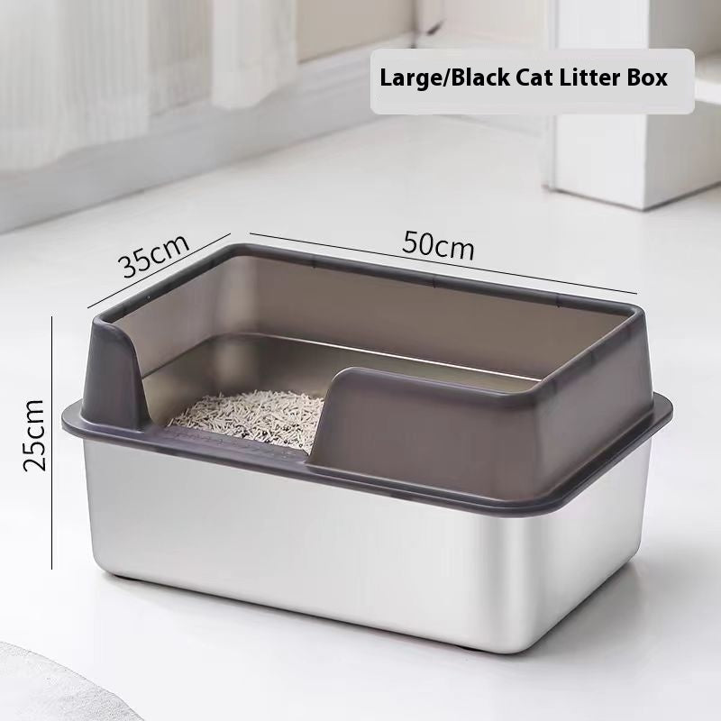 Stainless Steel High Fence Litter Box - Pawlunexa