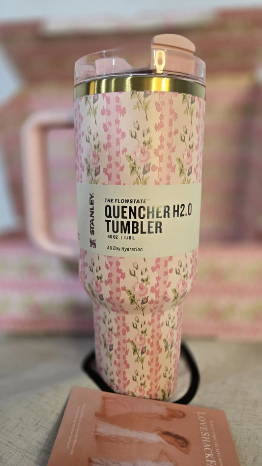 Stanley The Quencher H2.0 FlowState Tumbler 40 oz Floral Pink