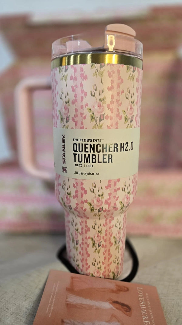 Stanley The Quencher H2.0 FlowState Tumbler 40 oz Floral Pink