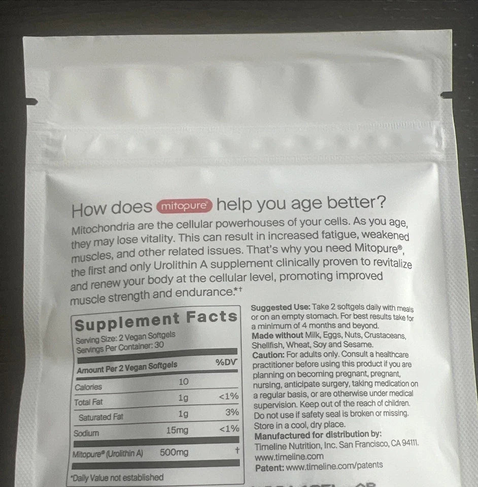 Time-Line Longevity Supplement Mitopure Urolithin A 60 Softgels Exp 2/2027 New! Fit And Glow